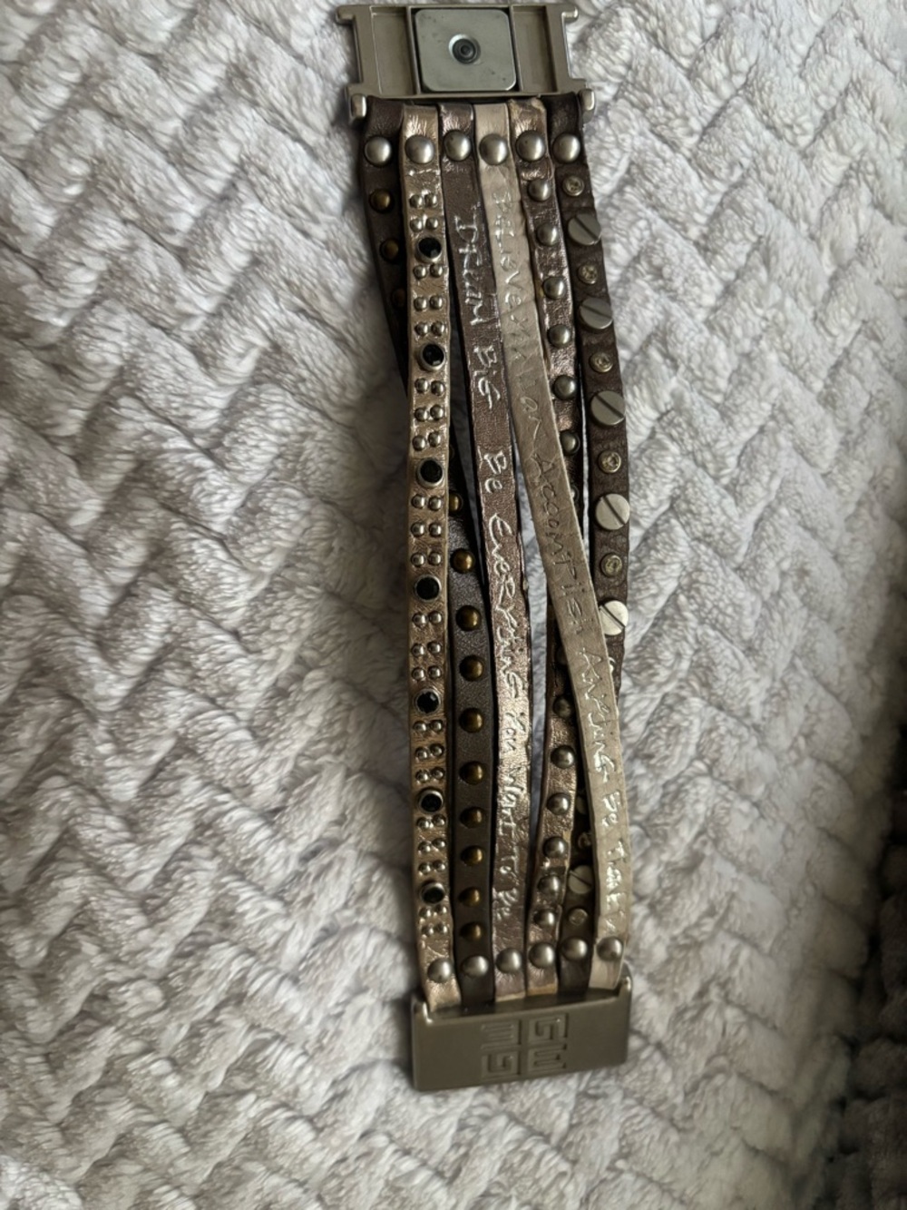 Good Works Studded Multi-Strand Metallic Leather Bracelet